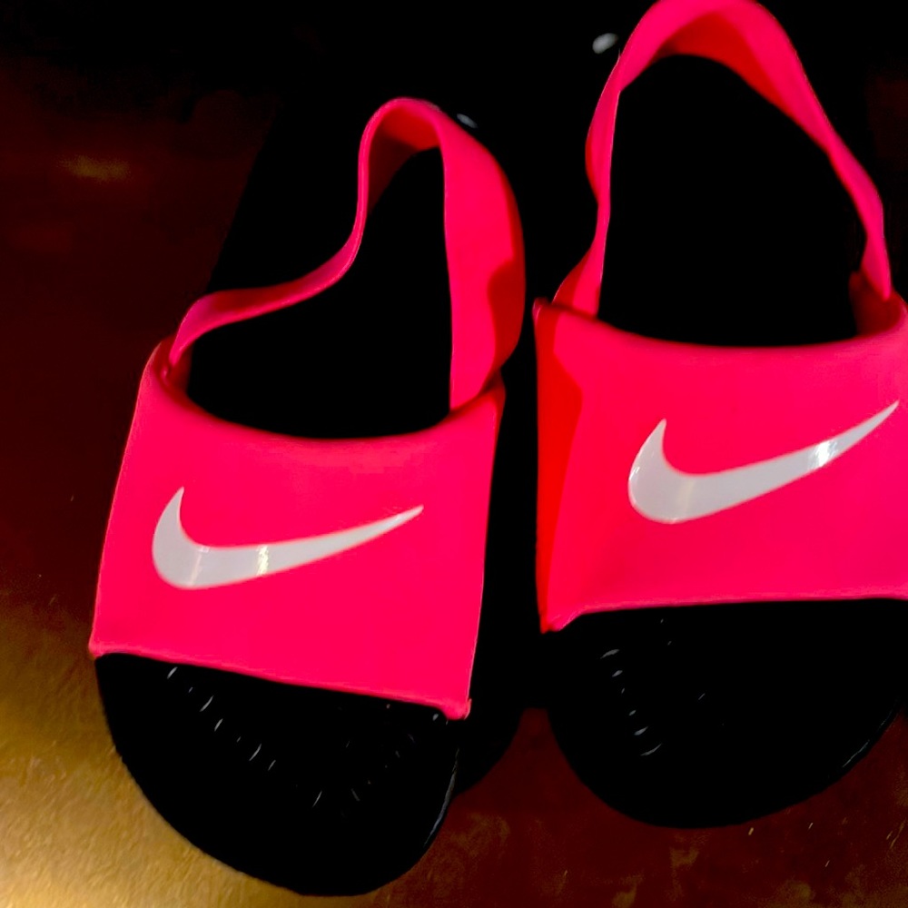 Pink Nike slides worn once